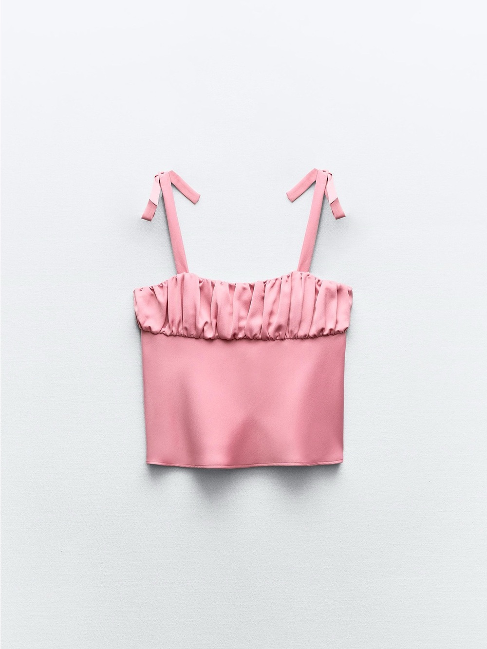 NWT Zara Coral Pink Satin Tank with Bows (Size Large)